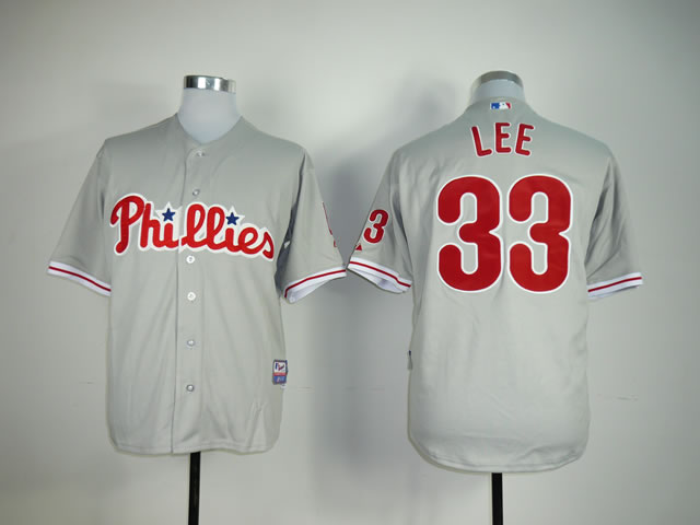 Men Philadelphia Phillies #33 Lee Grey MLB Jerseys->philadelphia phillies->MLB Jersey